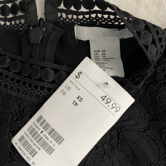 Black lace high collar H+M dress xs - Picture 8 of 12